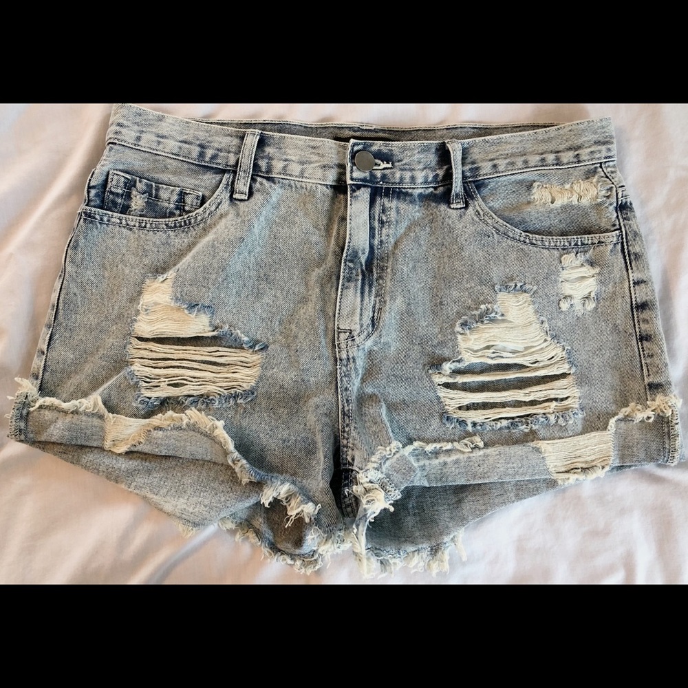 distressed denim shorts